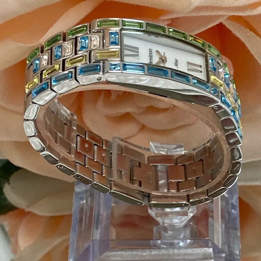 Armitron Now Multicolor Crystal Accented Silver-Tone Swiss Parts Dress Watch